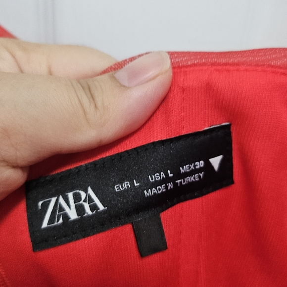 Zara Red Ruched Tulle Corset Style Mini Dress - Picture 13 of 14